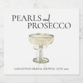 Parel en Prosecco Bruidsfeest Elegant Sparkling Wijnetiket (Enkel label)