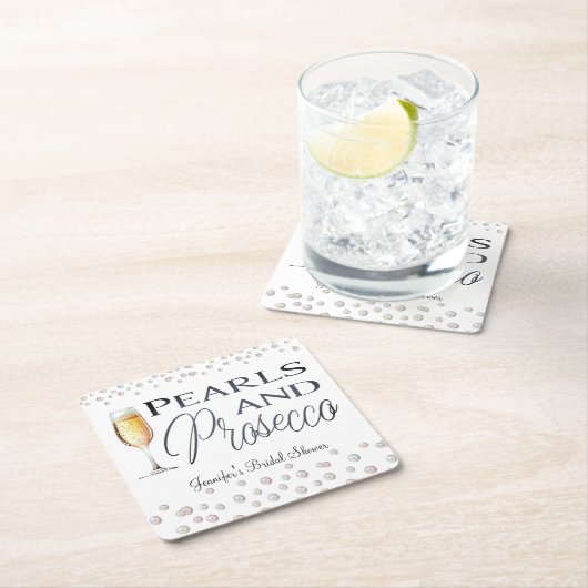 Parel en Prosecco Bruidsfeest Kartonnen Onderzetters (Insitu)