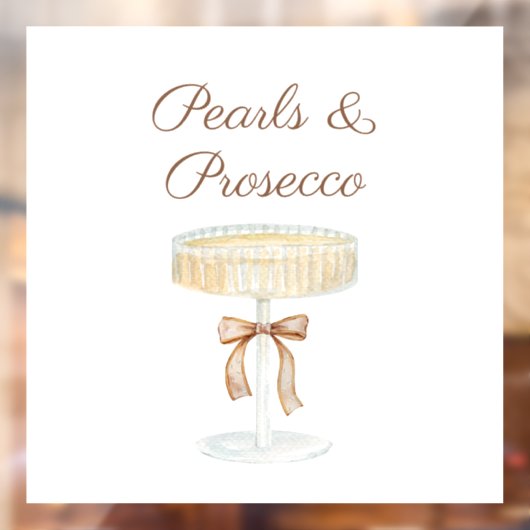 Parel en Prosecco bruidsfeest liefde  Raamsticker (Vel 2)