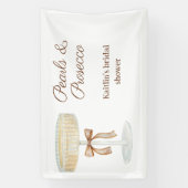 Parel- en Prosecco bruidsfeest liefde  Spandoek (Verticaal)