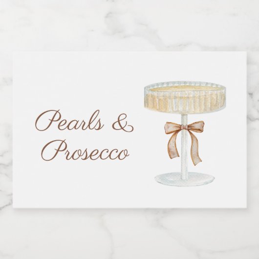 Parel en Prosecco bruidsfeest liefde Sparkling Wijnetiket (Enkel label)