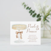 Parel- en Prosecco bruidsfeest liefdesuitnodiging Briefkaart (Staand voorkant)