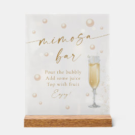 Parel- en Prosecco Bruidsfeest Mimosa Bar Acryl Bord