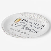 Parel en Prosecco Bruidsfeest Papieren Bordje (Gekanteld)