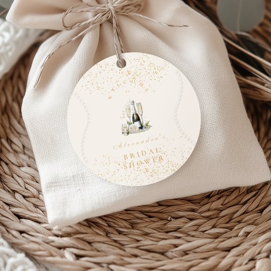 Parel- en Prosecco Bruidsfeest Ronde Sticker