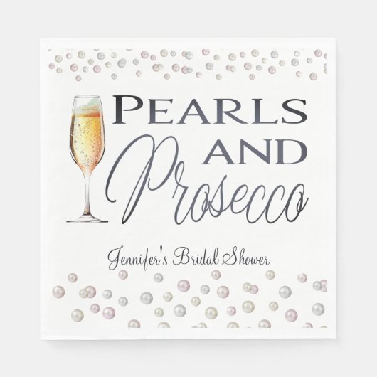 Parel en Prosecco Bruidsfeest Servet (Voorkant)