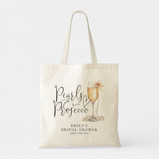 Parel- En Prosecco Bruidsfeest Tote Bag (Achterkant)