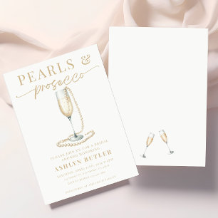 Parel- en Prosecco Bruidsfeest Uitnodiging