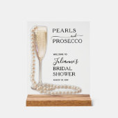 Parel- en Prosecco Bruidsfeest Welkom Acryl Bord (Voorkant)