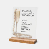 Parel- en Prosecco Bruidsfeest Welkom Acryl Bord (Hoek)