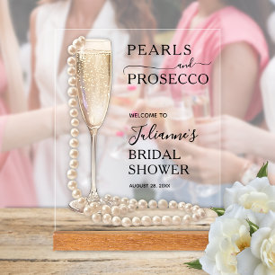 Parel- en Prosecco Bruidsfeest Welkom Acryl Bord