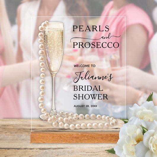 Parel- en Prosecco Bruidsfeest Welkom Acryl Bord