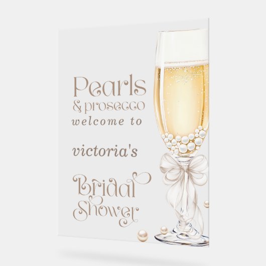 Parel- en Prosecco Bruidsfeest Welkom Bord (Hoek)