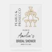 Parel en Prosecco Bruidsfeest Welkomstbord Acryl Bord (Voorkant)