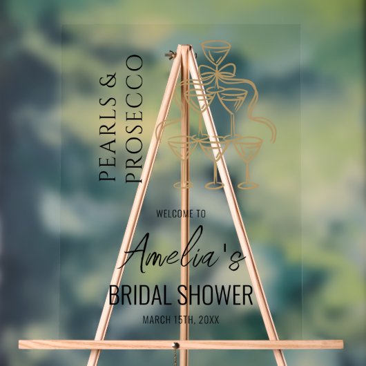Parel en Prosecco Bruidsfeest Welkomstbord Acryl Bord (Neutraal)