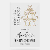 Parel en Prosecco Bruidsfeest Welkomstbord Acryl Bord (Voorkant)