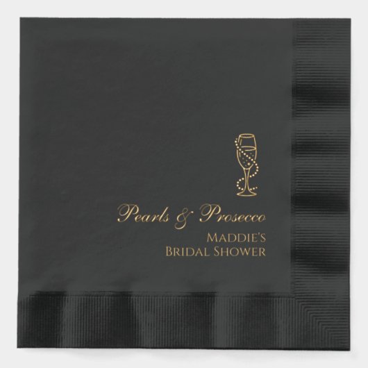 Parel- en Prosecco Bruidsfolie Gestempelde servett Folie Servetten (Voorkant)