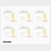 Parel- en Prosecco Bruidsmeisje Feest Minimalistis Vierkante Sticker (Vel)
