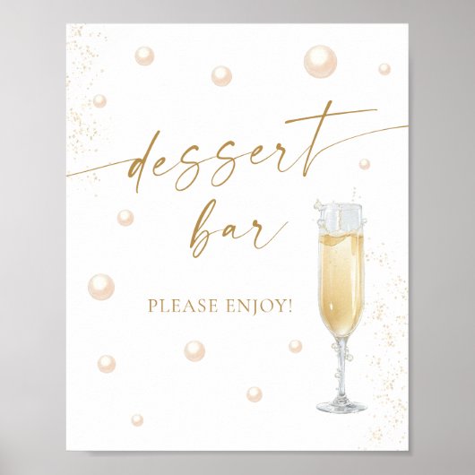Parel- en Prosecco Bruidsmeisje Uitnodiging Desser Poster (Voorkant)