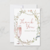 Parel- en Prosecco Bruidsmeisjesfeest Bedankkaart (Voorkant)