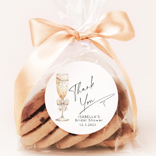 Parel- en Prosecco Bruidsmeisjesfeest Bedankt Ronde Sticker