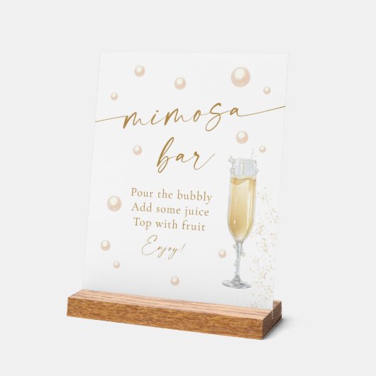 Parel- en Prosecco Bruidsmeisjesfeest Mimosa Bar Acryl Bord (Hoek)