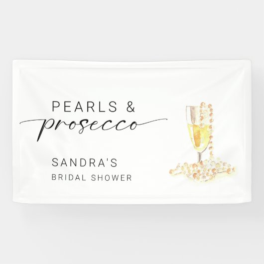 Parel- en Prosecco Bruidsmeisjesfeest Minimal  Spandoek (Horizontaal)