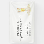 Parel- en Prosecco Bruidsmeisjesfeest Minimalistis Spandoek (Verticaal)