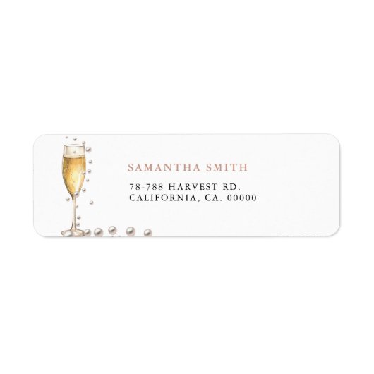 Parel- en Prosecco Bruidsmeisjesfeestje Etiket (Voorkant)