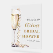 Parel en Prosecco Bruidsontbijt Welkomstbord Acryl Bord (Hoek)