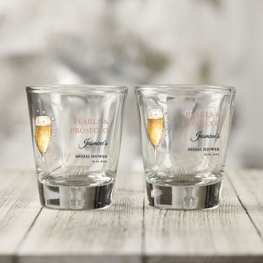 Parel- en Prosecco Bruidsshower Feest Shot Glas