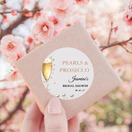 Parel- en Prosecco Bruidsshowersfeestje Vierkante Sticker