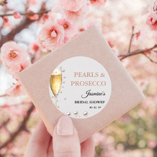 Parel- en Prosecco Bruidsshowersfeestje Vierkante Sticker