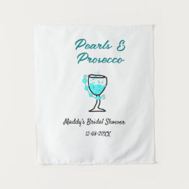 Parel- en prosecco-bruidssluiting blauw zwart naam wandkleed