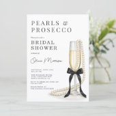 Parel- en Prosecco Bruidsuitnodiging Kaart (Staand voorkant)