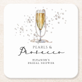 Parel- en Prosecco Bruidsuitnodiging Kartonnen Onderzetters