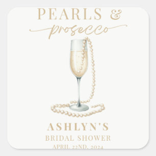 Parel- en Prosecco Bruidsuitnodiging Sticker