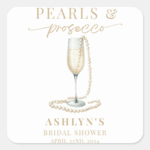Parel- en Prosecco Bruidsuitnodiging Sticker