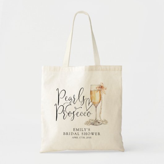 Parel- en Prosecco Bruidsuitnodiging Tote Bag (Voorkant)