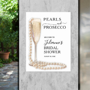 Parel- en Prosecco Bruidsuitnodiging Welkom Poster
