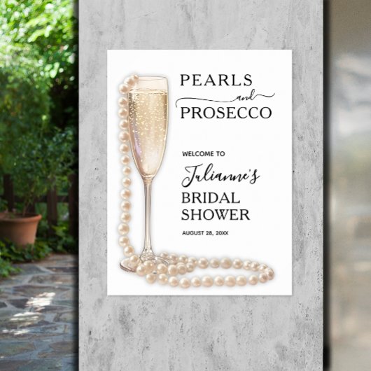 Parel- en Prosecco Bruidsuitnodiging Welkom Poster