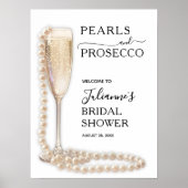 Parel- en Prosecco Bruidsuitnodiging Welkom Poster (Voorkant)