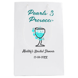 Parel en prosecco bruiloft blue zwart naam  medium cadeauzakje