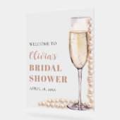 Parel- en Prosecco Bruiloft Bridal Shower Welkomst Acryl Bord (Hoek)