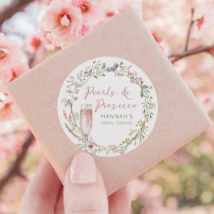 Parel- en Prosecco-bruiloft bruidsfeest Ronde Sticker