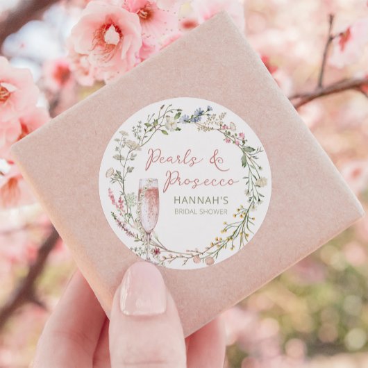 Parel- en Prosecco-bruiloft bruidsfeest Ronde Sticker