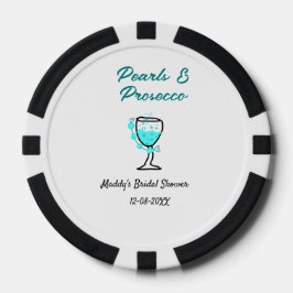 Parel en prosecco bruiloftsborrel blauw zwart naam poker chips