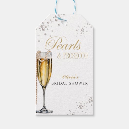 Parel- en Prosecco-bruiloftsdans, Bruiloftsbrunch Cadeaulabel (Voorkant)