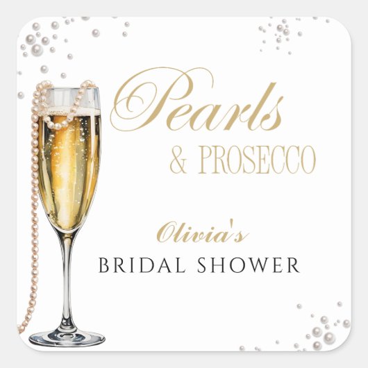 Parel- en Prosecco-bruiloftsdienst, Bruiloftsbrunc Vierkante Sticker (Voorkant)