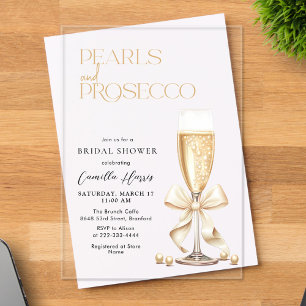 Parel- en Prosecco-bruiloftsdouche Acryl Uitnodigingen